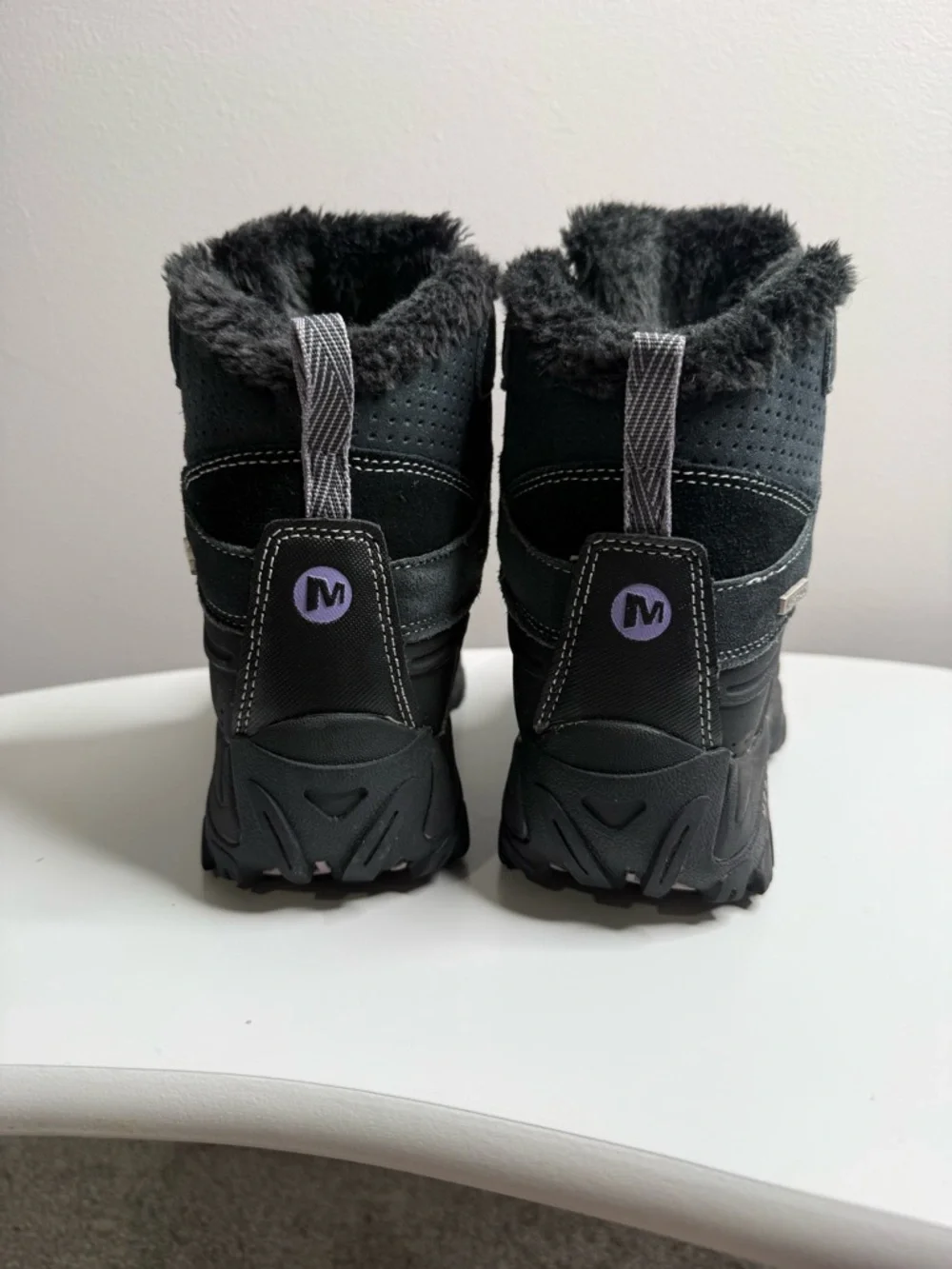 Merrell Women's Black Winter Hiking Boots with Light Purple Accent Laces